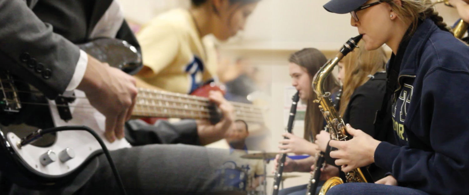 Students playing instruments