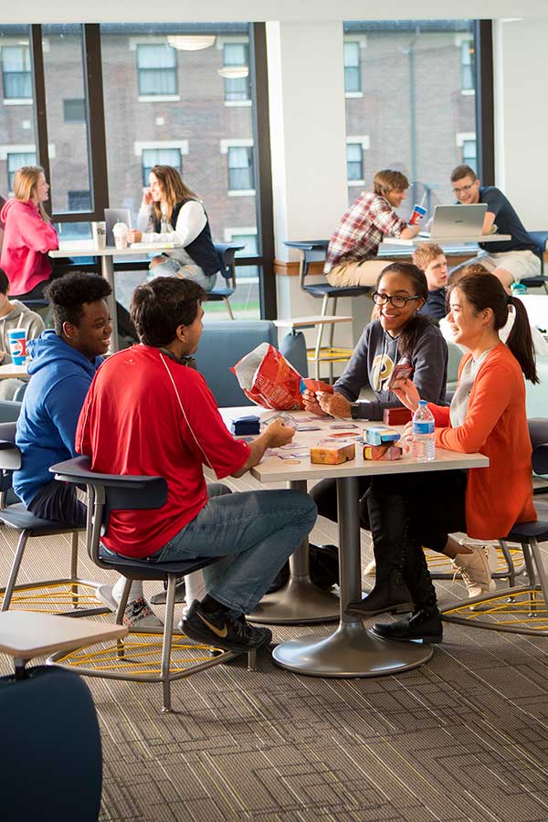 Students in dorm lounge