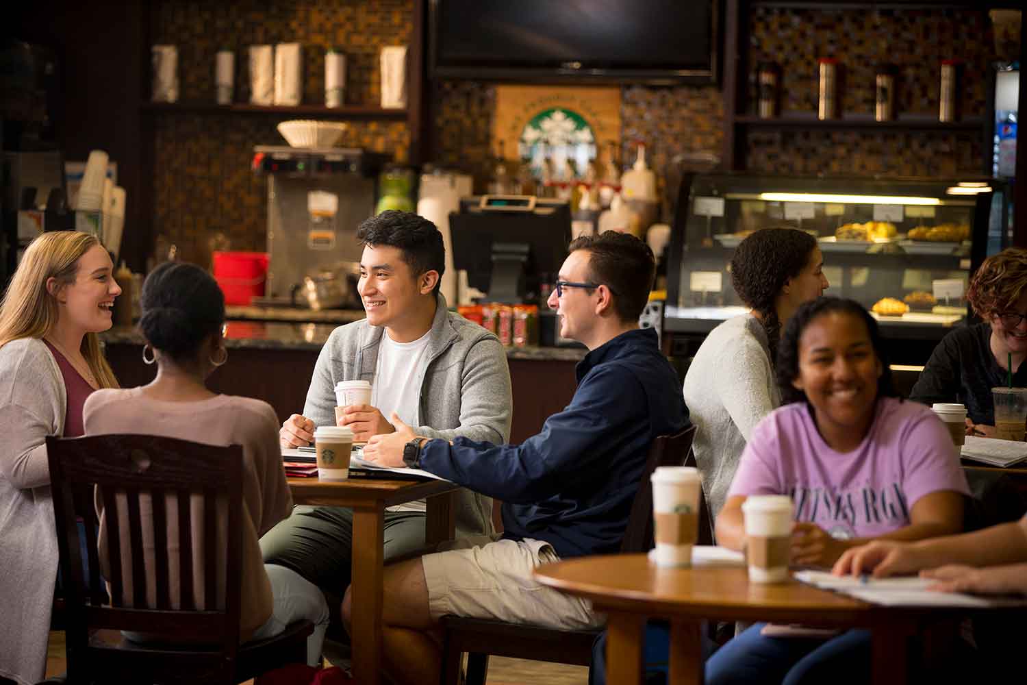 Students in the cafe