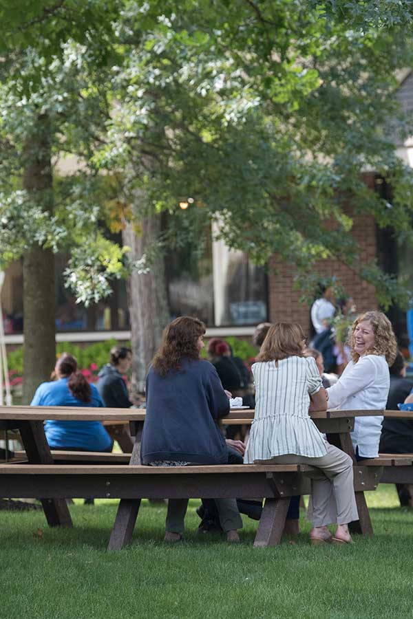 People at picnic table