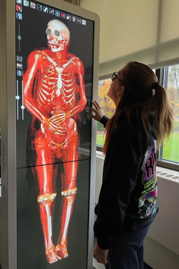 Student looking at fingerprints