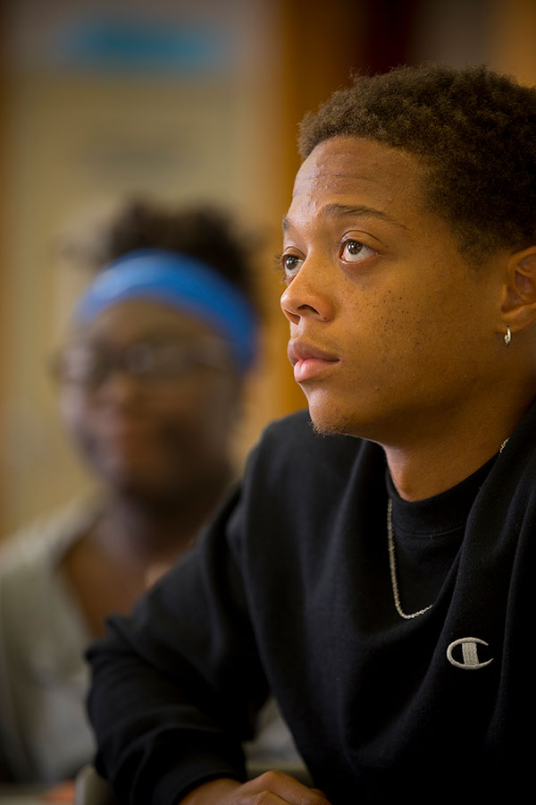 Student focusing on instructor