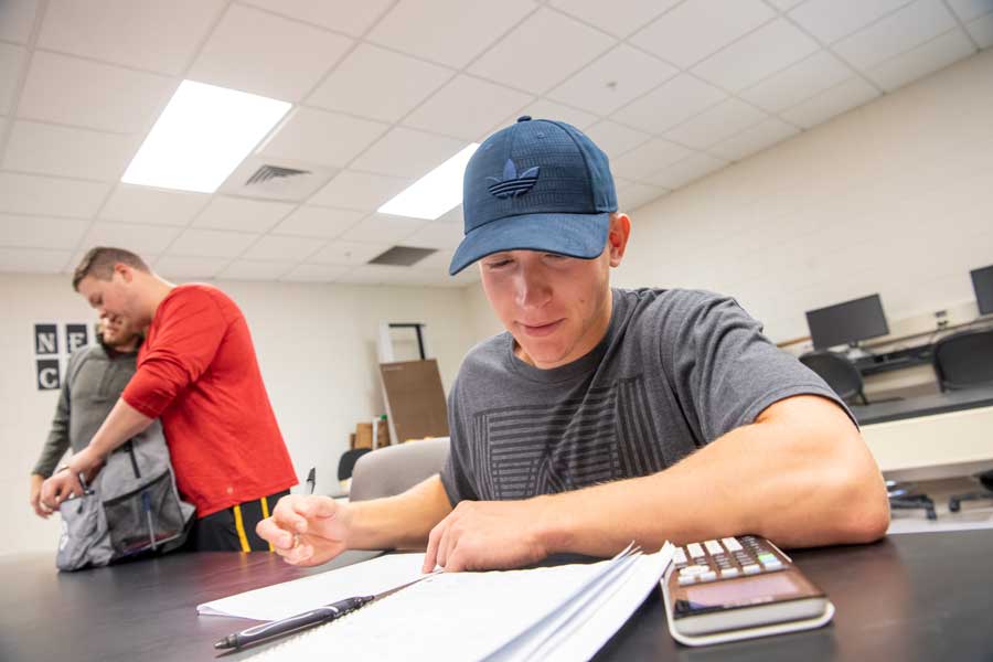 Student in egineering class