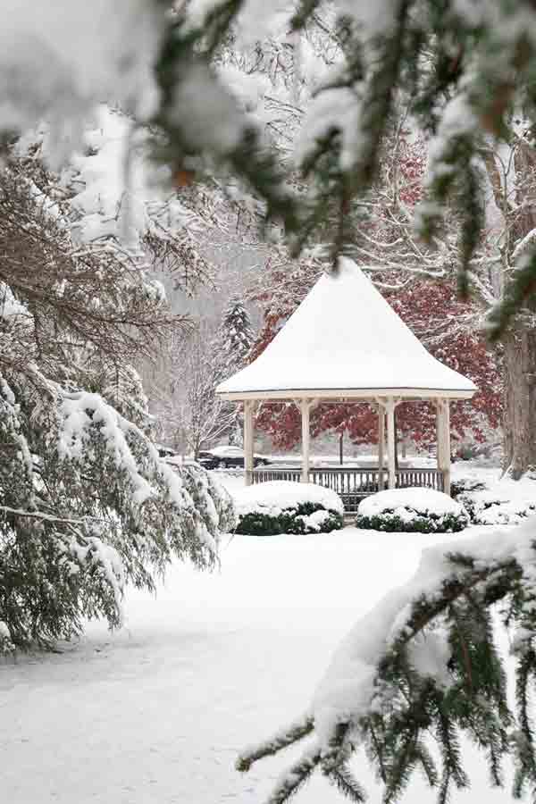 Snow on gazebo