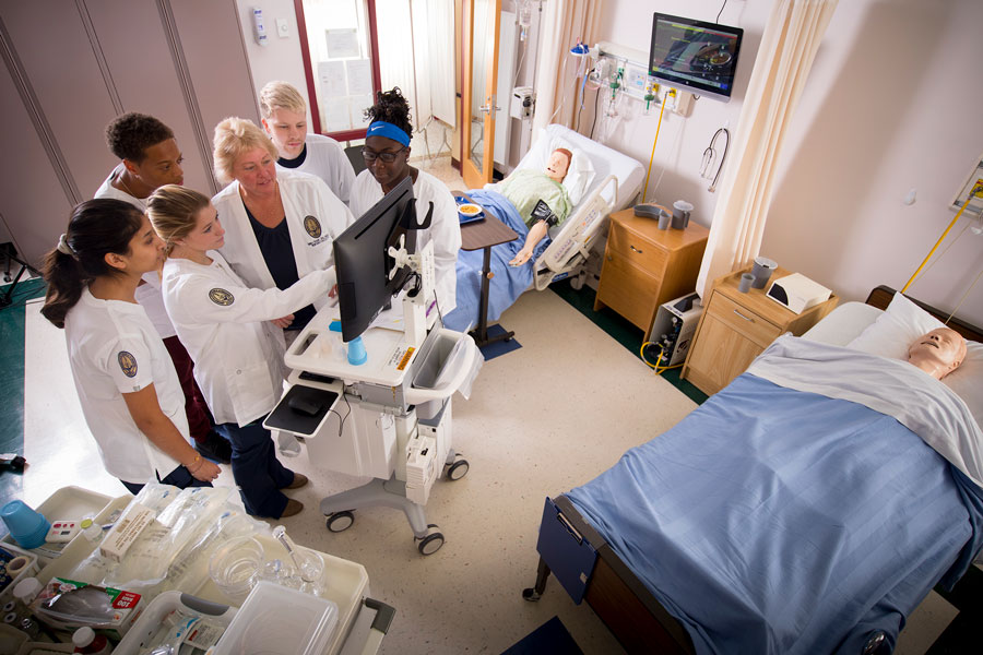 Students in nursing simulation lab