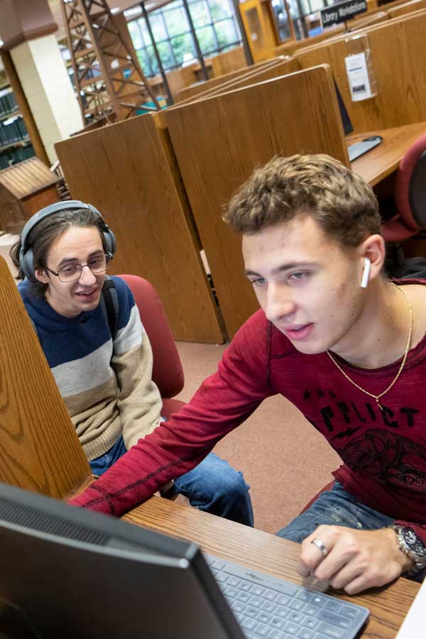 Students working in Library