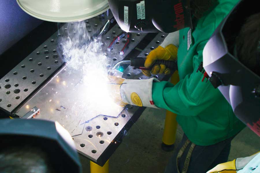 Student welding