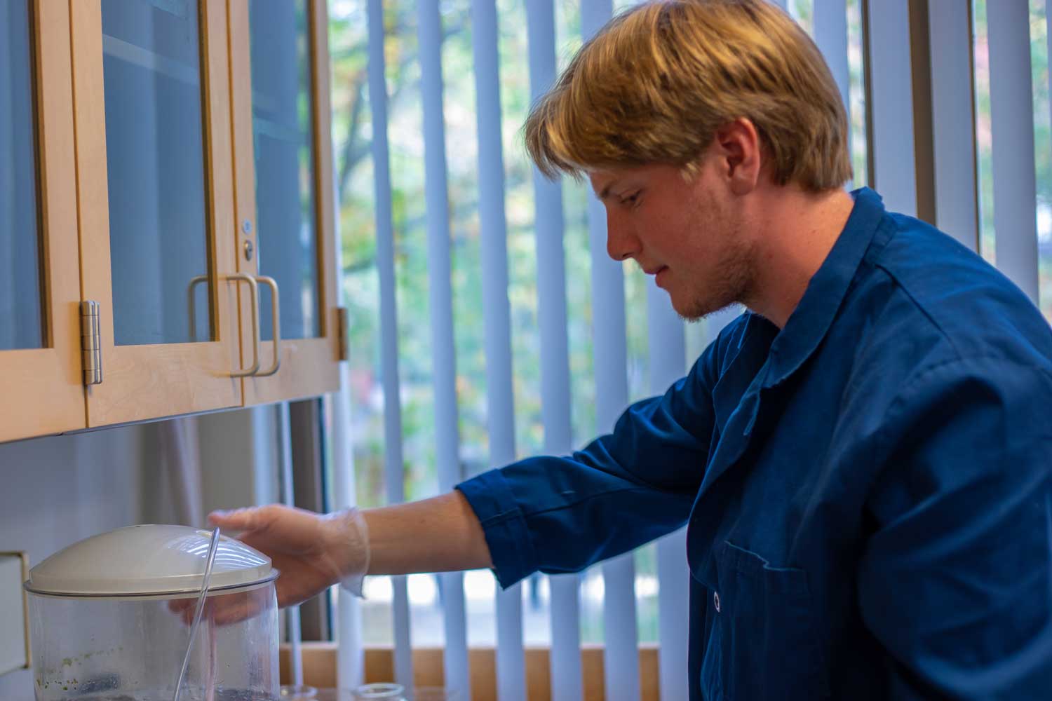 Evan Baldwin working on a research project