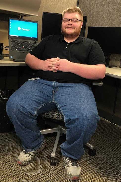 Mike Skaggs sitting in office