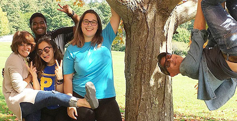 Students and instructors goofing off at retreat for Mindful Self-Compassion Skills