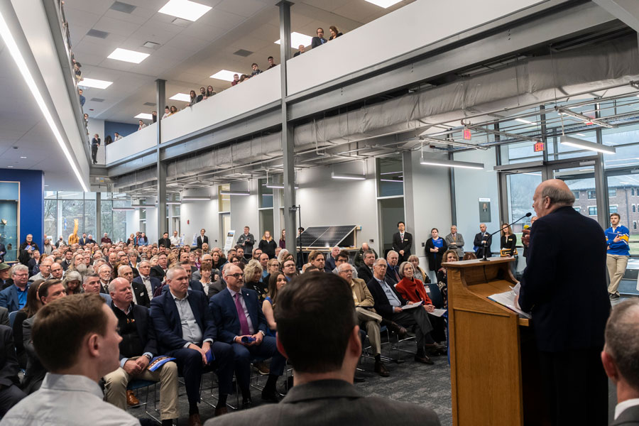 People seated at the dedication