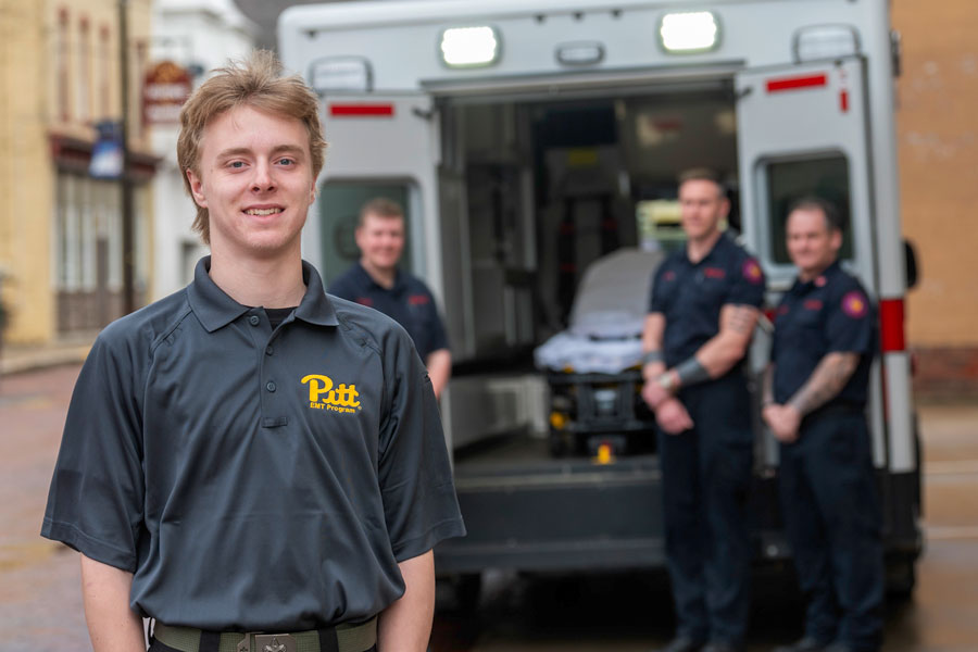 Evan Hawley working with the EMTs