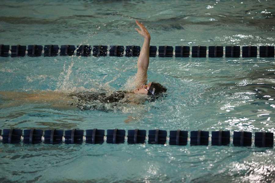 Students swimming in the pool
