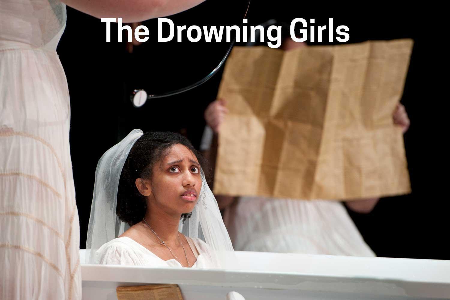 Girl in wedding dress sitting in a tub
