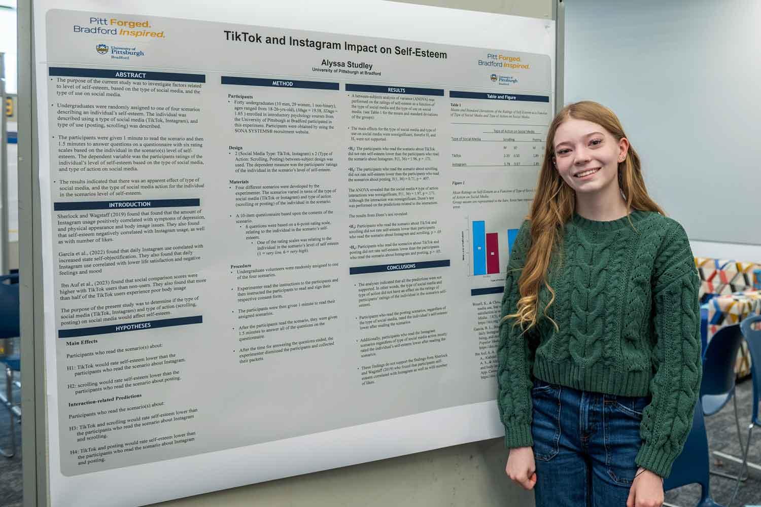 Alyssa Studley researched social media’s impact on self-esteem.
