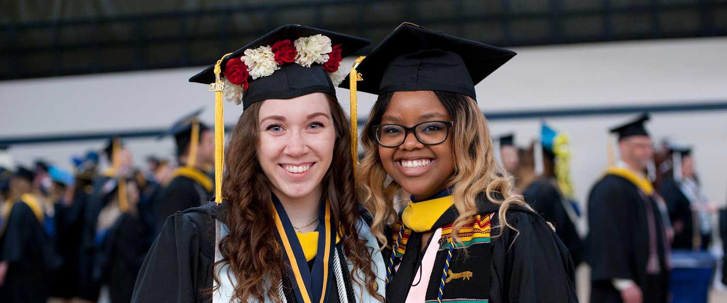 Students wearing cap and gown