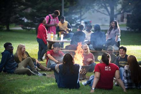 Students at fire pit