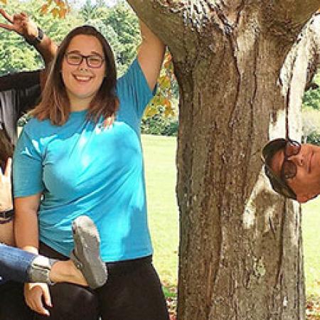 Students and instructors goofing off at retreat for Mindful Self-Compassion Skills