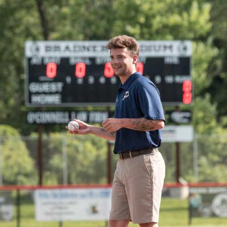 Throwing out the opening pitch for Olean Oilers game