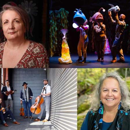 Collage of Debra Eck, The Pout-Pout Fish, BEO Quartet and Robin Wall Kimmerer.