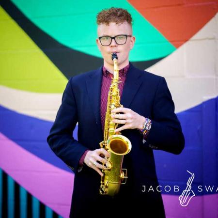 Jacob Swanson playing the saxophone