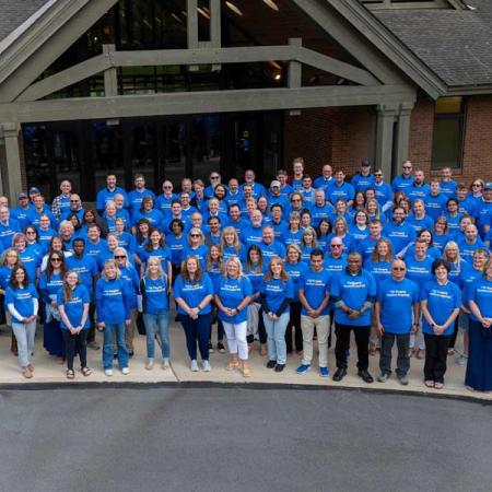 Faculty and Staff in front of Blaisdell 