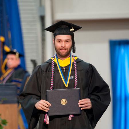 Aiden Hulings, a member of the U.S. Air Force Reserve, graduated from Pitt-Bradford in 2024 with a bachelor’s degree in computer information systems and technology.	