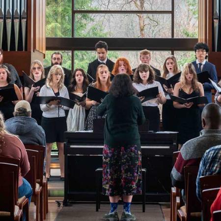 Vocal ensemble performing in the chapel