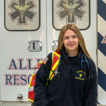 Jordan Walsh behind an ambulance